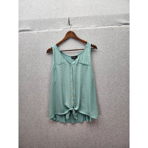 Fortune + Ivy Womens Sleeveless Tie Front Top XXL Light Green - Picture 1 of 4